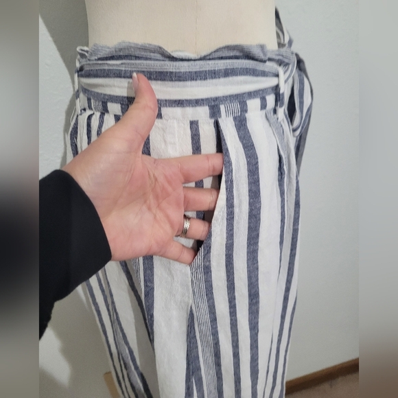 Chances R Skirt Women Size M Cotton Blend Button Front With Pockets Blue Stripes - Picture 3 of 9